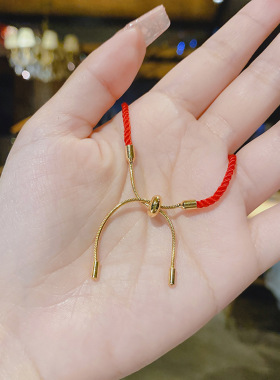 韩版东大门红绳猫石手链 女DIY中国风平安锁富贵手绳手链女