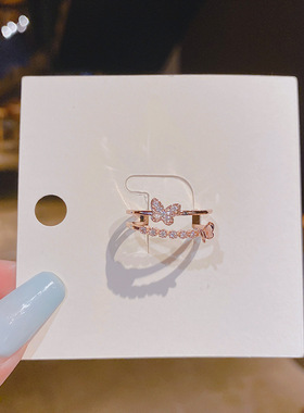 【品质款】真金电镀保色微镶女开口戒指蝴蝶开口戒网红指环冷淡风