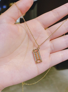 真金保色保色2020网红新品锁骨链中国风如意算盘项链