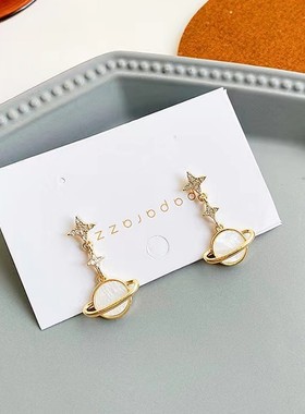 2023年新款潮个性耳饰S925银针韩国东大门星球耳钉长款气质耳环女