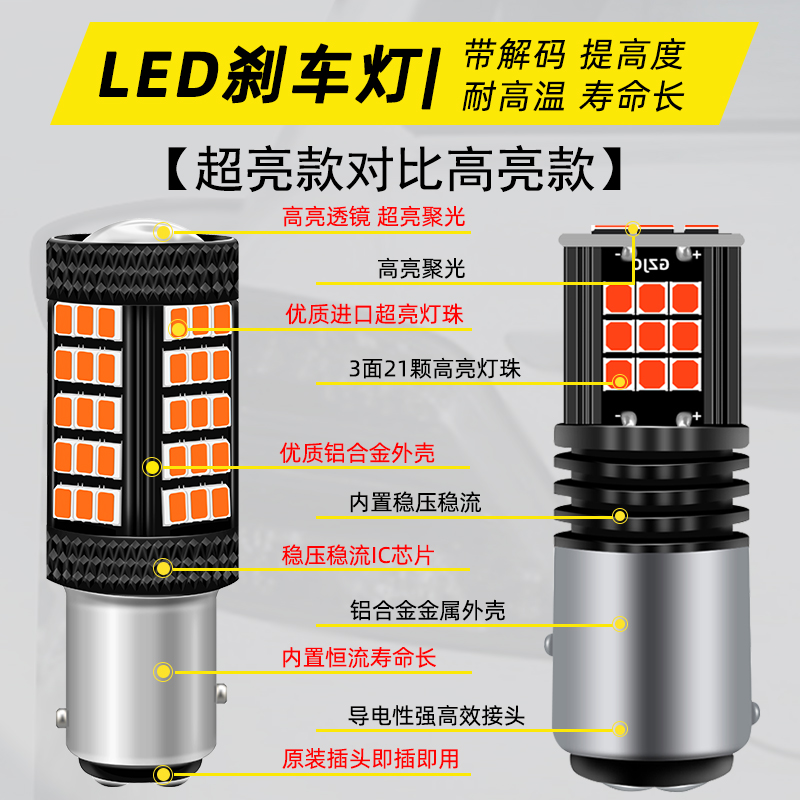 适用大众新桑塔纳刹车灯16-21款17LED刹车爆闪灯泡18配件尾灯改装 - 图1