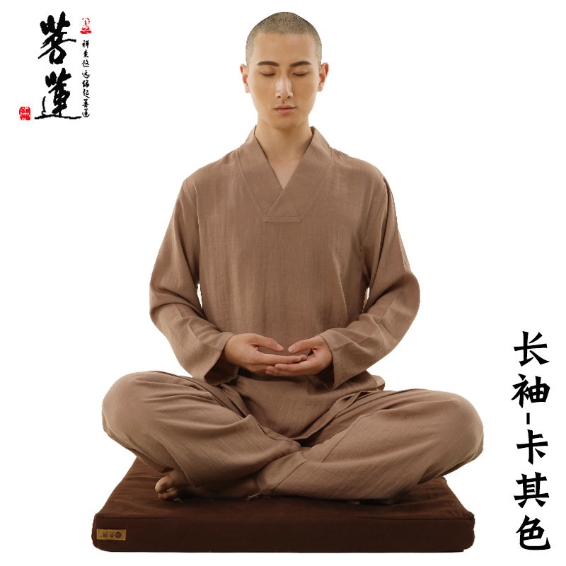 菩莲男秋季长袖棉麻加绒禅意禅修服 菩莲民族服装