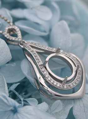 纯银绿松石钱袋豪华风吊坠空托