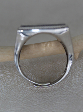 纯银光面长方形加厚戒指空托