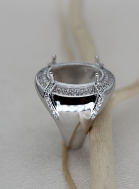 纯银男款戒指空托戒托