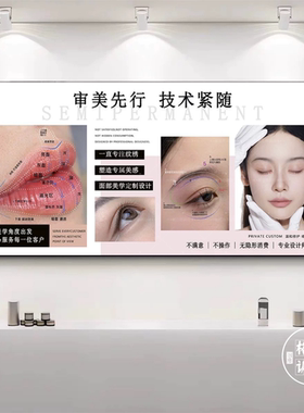 高级感美业纹绣装饰画眉眼唇野生眉妈生唇美睫款式门店背景墙挂画