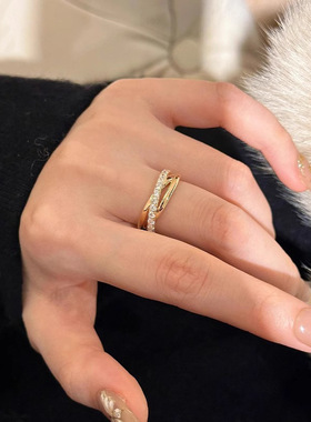 微镶锆石银色素圈戒指女款小众设计冷淡风精致食指戒轻奢百搭指环