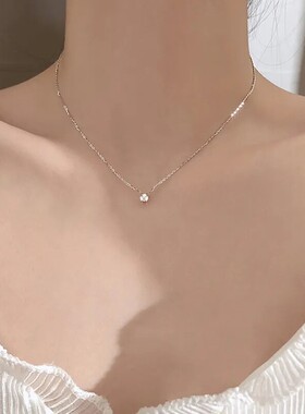 简约精致素款吊坠项链女款高级感轻奢爆闪锁骨链气质百搭小众颈链