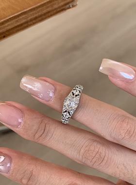 银色满钻素款戒指女冷淡风精致轻奢食指戒高级感简约百搭指环尾戒