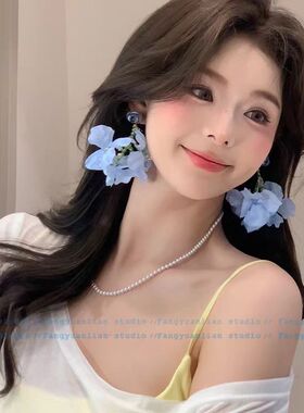一眼沦陷~夏日玫瑰花朵耳钉独特夸张大气耳环女海边度假风ins耳饰