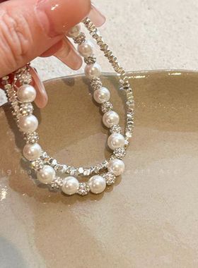 满天星碎银珍珠手链女2025新款冷淡风手串轻奢高级感小众闺蜜手饰