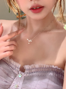 超闪锆石星星吊坠项链女轻奢小众精致锁骨链简约百搭毛衣链配饰品