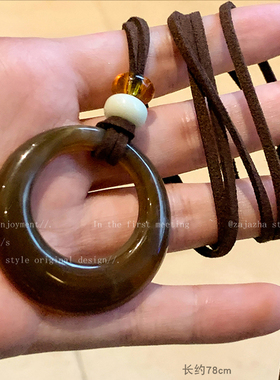 复古长款圆环吊坠项链女款秋冬民族风百搭毛衣链配饰小众卫衣颈链