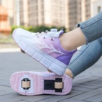 Child Riot Shoes Double Wheels Breathable Girl Wheels Skating Shoes Students Invisible Wheels Shoes Girl Burst Walking Shoes Detachable