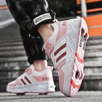 Four Wheels Deformation Storm Shoeshoe Girls Pulley Shoelace Wheels Shoes Girls Scooter Shoes Skate Shoes Children Bursting Walking Shoes