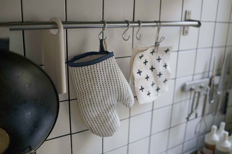 朴房 加厚好看的棉麻微波炉手套 烤箱隔热垫  防烫手套 烘焙 单只