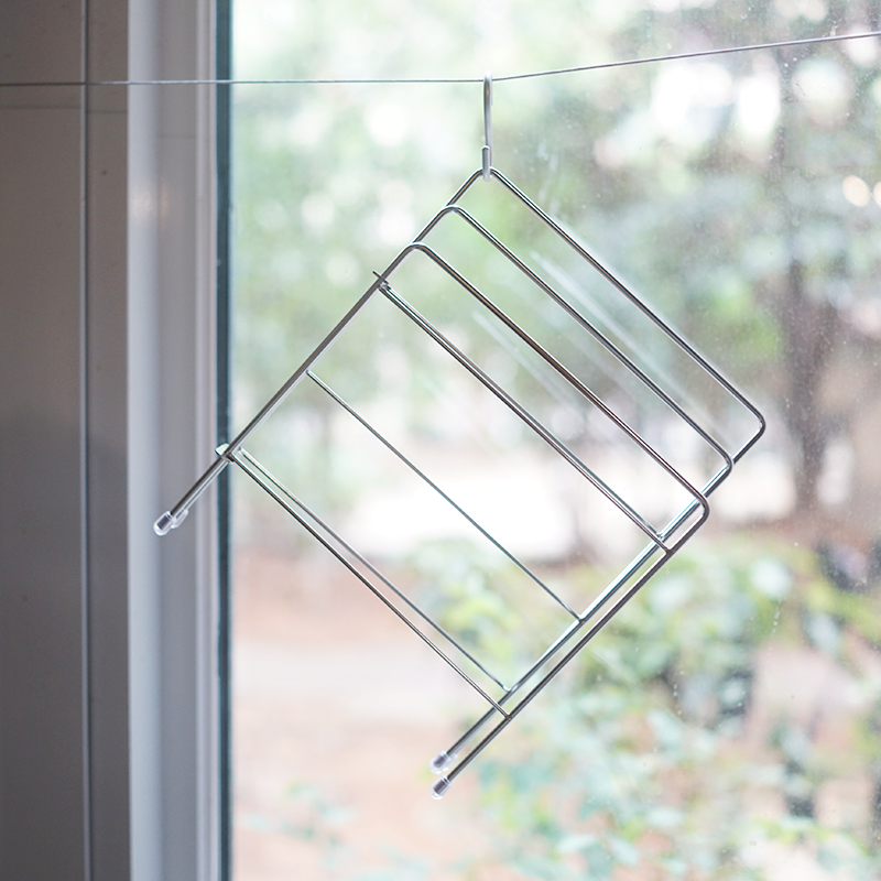 朴房 日式可折叠304不锈钢抹布架厨房台面洗碗布沥水架霜山置物架 - 图2