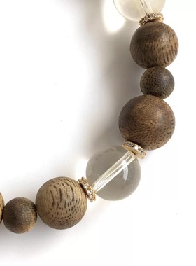 招财定心奇楠沉香白水晶手串