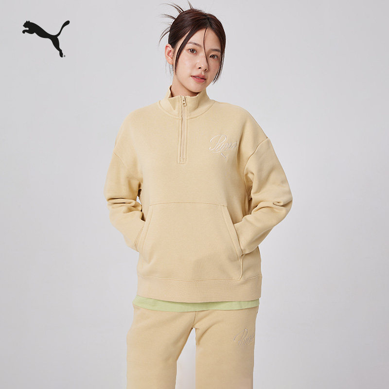 加绒保暖宽松半拉链运动卫衣女子PUMA彪马新款冬季加厚上衣692927,淘宝优惠券,粉丝福利购,淘宝优惠卷