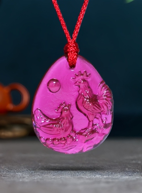 2026年宋韶光吉祥物生肖属牛晨鸡报喜琉璃摆件吊坠玄关办公室饰品