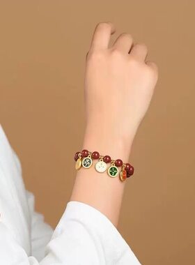 2026朱砂手串女款高级感五路财神男女款手链本命年男士礼物高级感