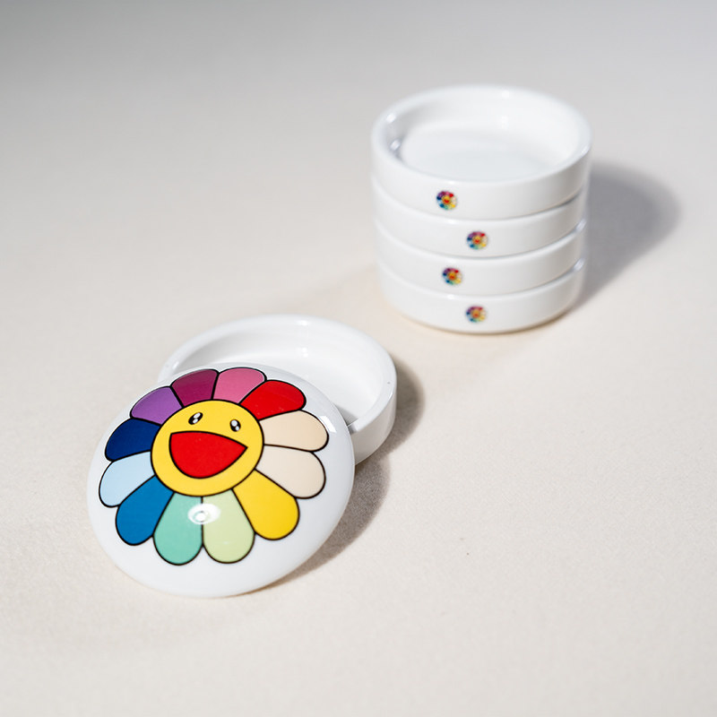 景德镇陶瓷调色盘五层国画专用水彩颜料盒碟子太阳花带盖加深保湿,淘宝优惠券,粉丝福利购,淘宝优惠卷