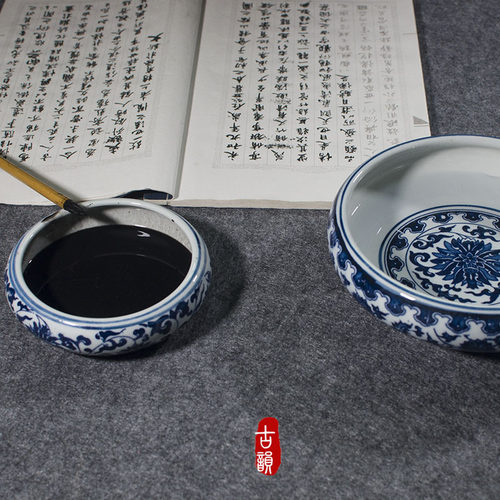 景德镇陶瓷笔洗国画书法文房洗笔缸水洗水盂青花仿古大中小号水浅 - 图2