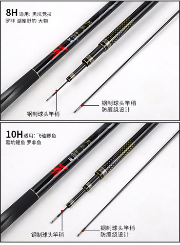 进口19调碳素钓鱼竿5.5H超轻超硬7H罗非竿8H10H黑坑飞磕鲤鱼竿 - 图2