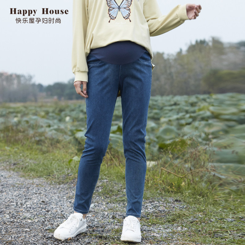 快乐屋孕妇高弹斜纹2023新款牛仔裤 快乐屋孕妇铅笔裤