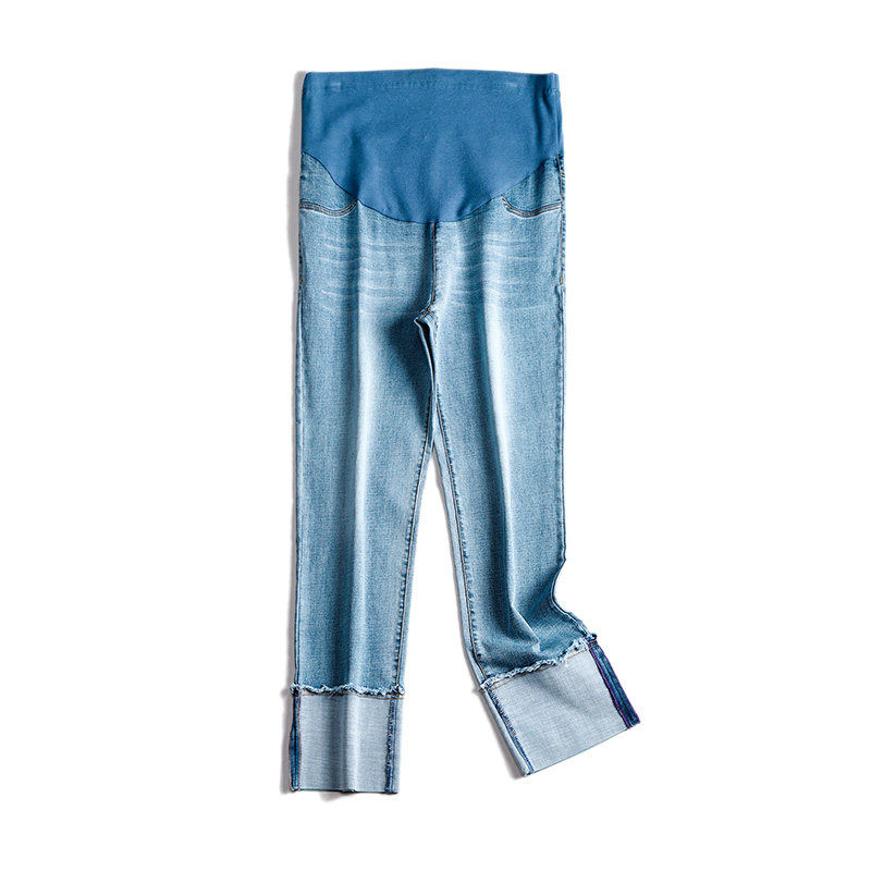 快乐屋孕妇直筒裤2026新款时尚翻边牛仔裤春装孕妇裤子外穿 潮妈,淘宝优惠券,粉丝福利购,淘宝优惠卷