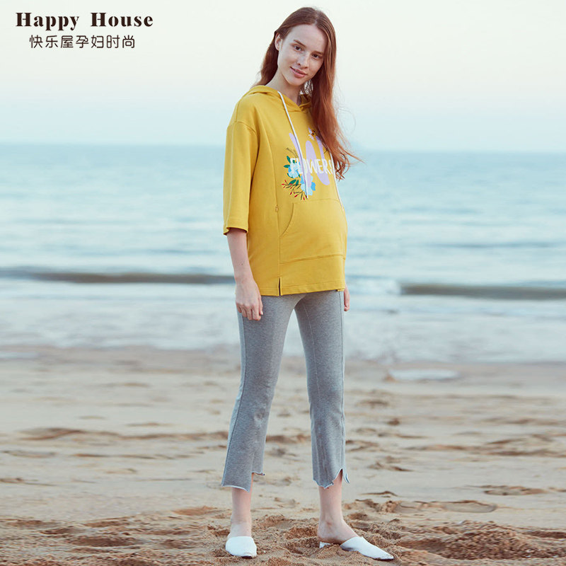 快乐屋孕妇2020春新款不规则喇叭裤 快乐屋孕妇喇叭裤