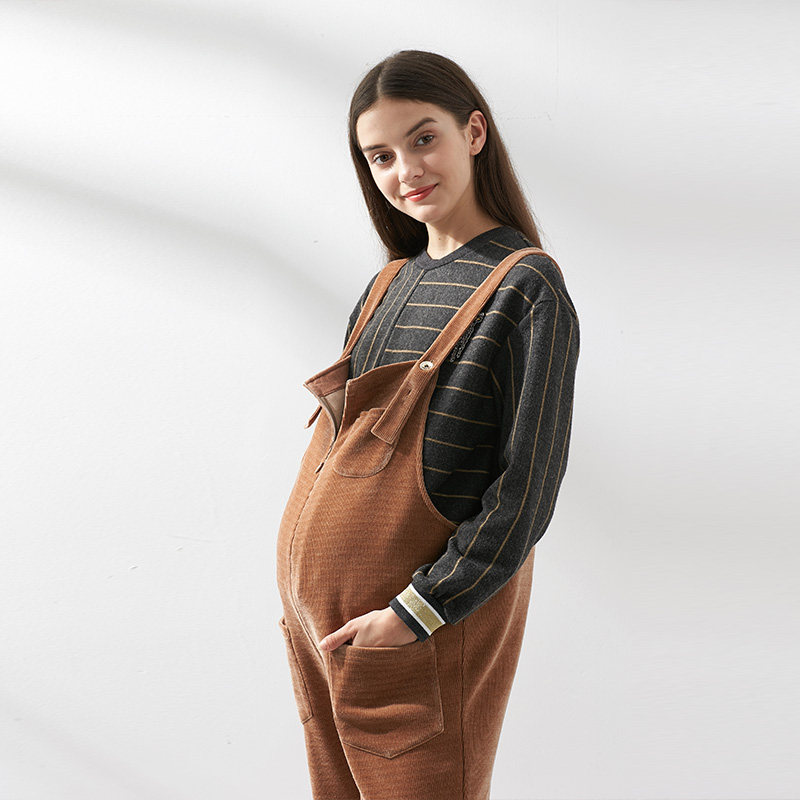 快乐屋孕妇背带裤灯芯绒孕妇裤子 快乐屋孕妇背带裤