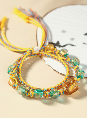 妙韵藏式香灰琉璃手串手工编织