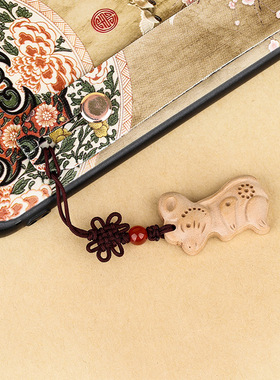 十二生肖桃木钥匙扣挂件