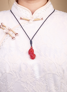 正品红玛瑙貔貅吊坠男女士佩戴