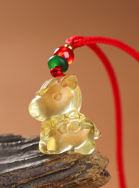 妙韵天然黄水晶生肖马上有钱吊坠