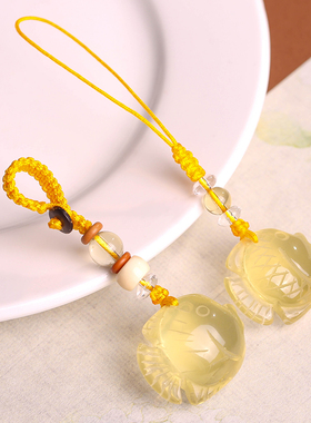 黄水晶文昌鱼吊坠锦鲤鱼