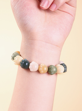 渐变绕指柔白玉菩提根手串