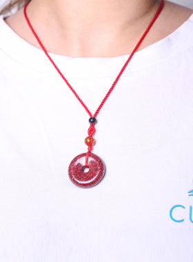 妙韵男女朱砂晶体砂吊坠平安扣