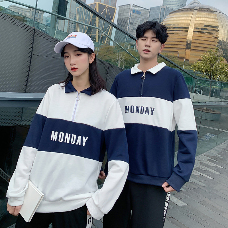 网红店情侣装秋季polo字母拼接卫衣 lynley卫衣/绒衫