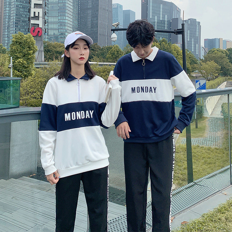 网红店情侣装秋季polo字母拼接卫衣 lynley卫衣/绒衫