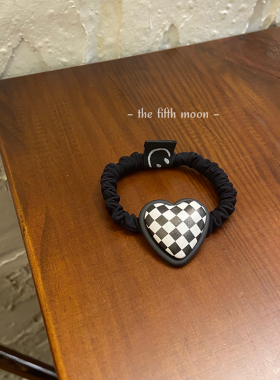 心形方块棋盘格少女头绳皮筋