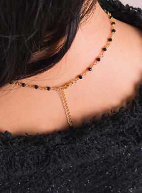 尖晶石单排隔珠法式锁骨链