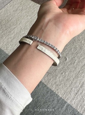 布契拉提925纯银拉丝手镯