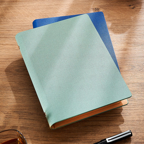 简约活页笔记本子商务工作办公会议记录记事本A5高档简约多功能皮质日记本免费刻字礼盒企业定做定制可印LOGO - 图0