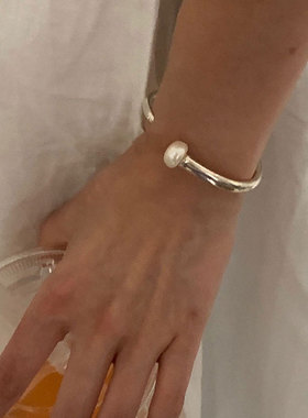 实心通体925淡水半珠开口手镯