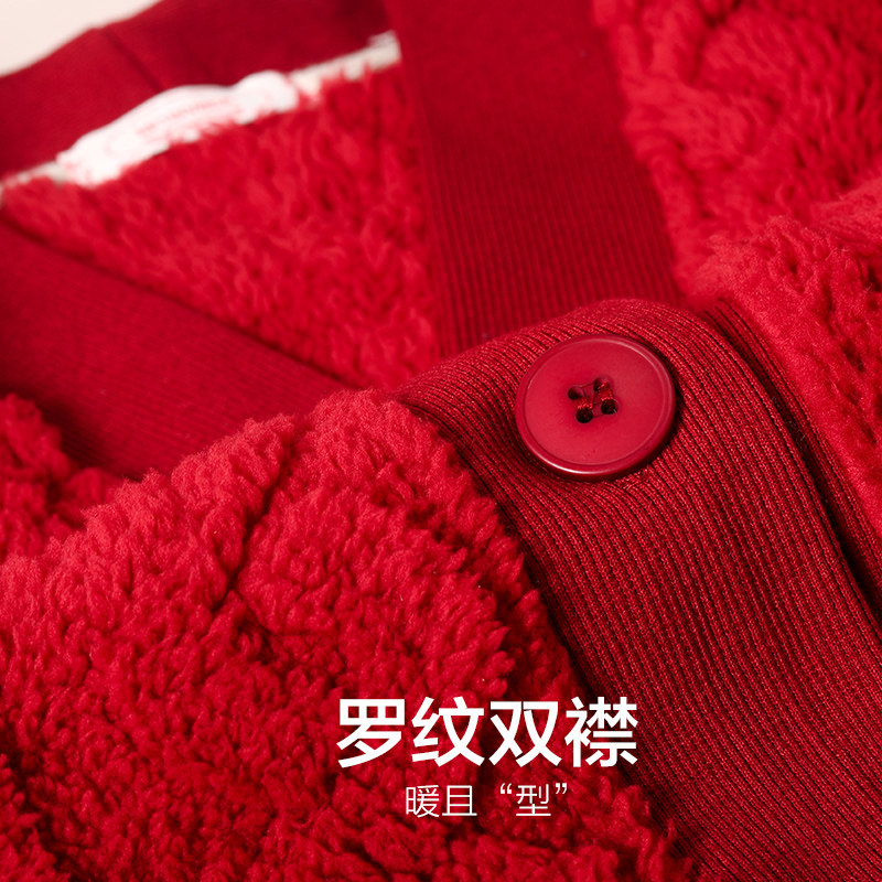 2022年新款冬季珊瑚绒情侣红睡衣 造福鸟睡衣/家居服套装