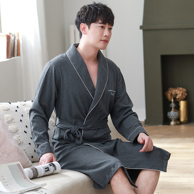 春秋款纯棉日系长款和服宽松睡袍 造福鸟睡袍/浴袍