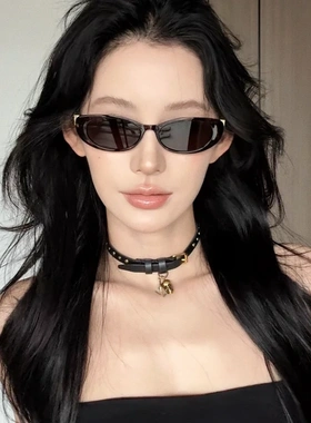 美式复古椭圆小框豹纹茶色太阳镜女欧美潮ins网红墨镜防紫外线潮