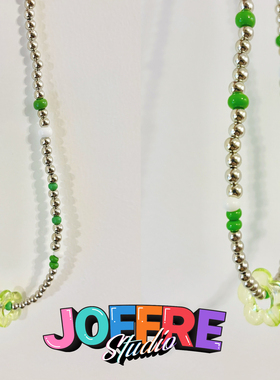 JOFFRE原创彩色小花项链锁骨链甜酷辣妹百搭红色蓝色橘色蓝色粉色